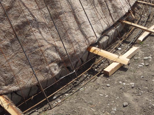 Formwork for pouring a footing around the dome.