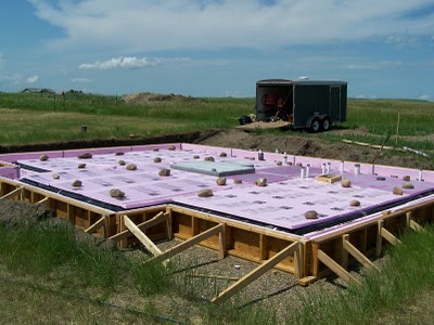 Insulation for under slab laid out.