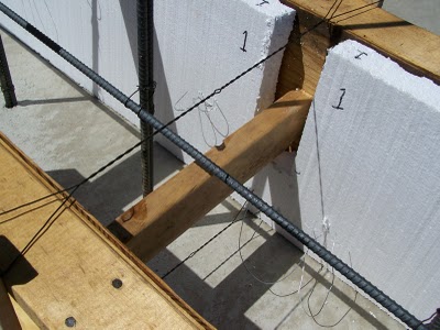 Interior view of slipform stone wall forms.