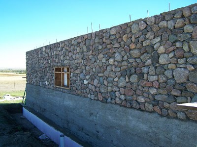 Prairie Stone Home: finished north wall.