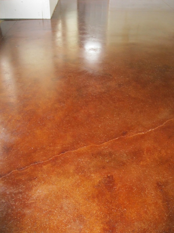 The finished and sealed acid-stained concrete floor.