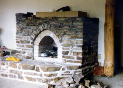 Building horizontal baffles for masonry fireplace heater.