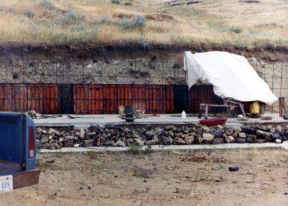 Slab and retaining wall.