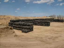 Tire bale walls.