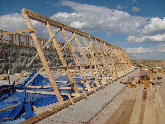 Installing framework for the front, south-facing windows.