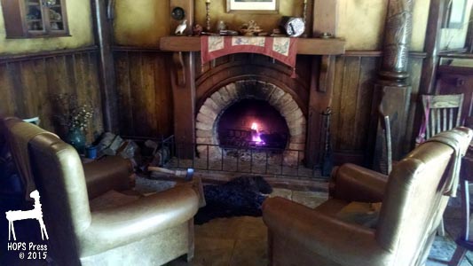 Fireplace in the Green Dragon Inn.