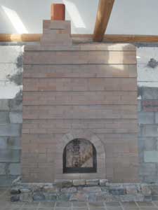 Masonry fireplace brick work.