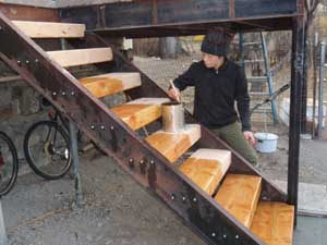 Exterior deck stairs.