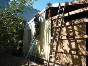 Dismantling old garage.