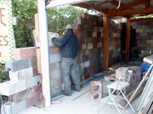 Cinder block wall.