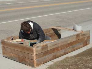 Building a door frame.