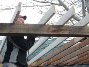 Roof joists for garage.