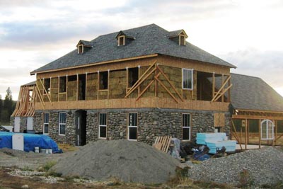 Stone and strawbale house.