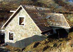 Backside roof framing of tilt-up house.