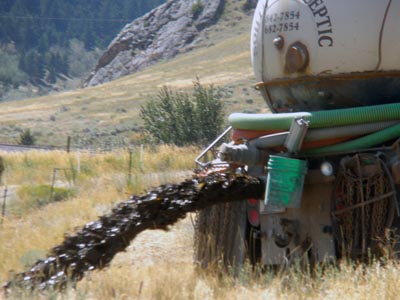 Septic system effluent being land applied to a field